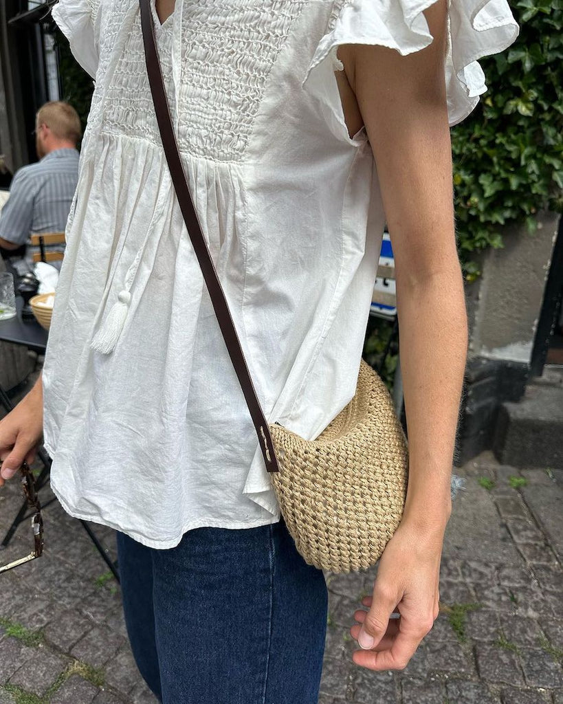 Lys florence bag med læderrem i mørk