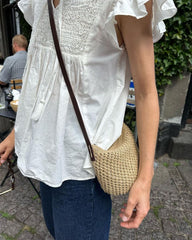 Lys florence bag med læderrem i mørk