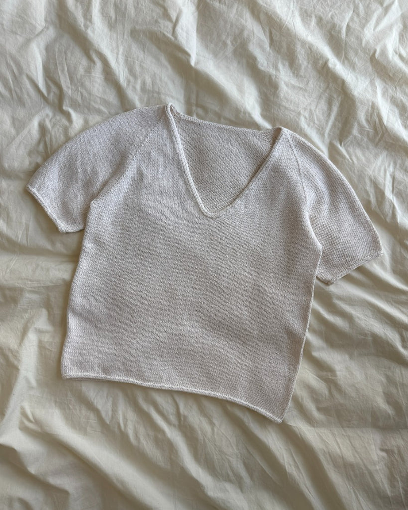 Hvid Kumulus Tee strikket i Tynn Line