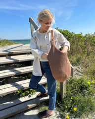 terrazzo bag med naturfarvet læderstrop