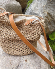 French market bag med lyse læderstropper