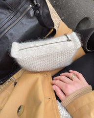 Hvid honey clutch med lynlås 17 cm i perlemor