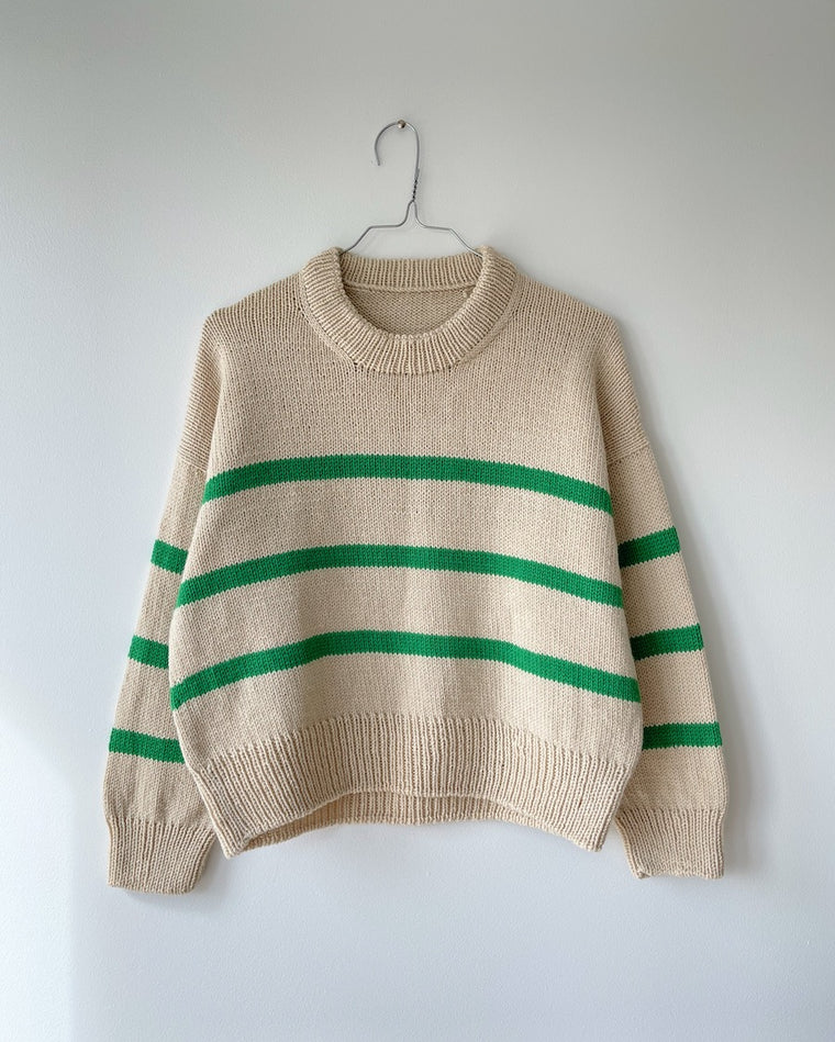 Detaljebillede af grøn og hvid Marseille Sweater Young