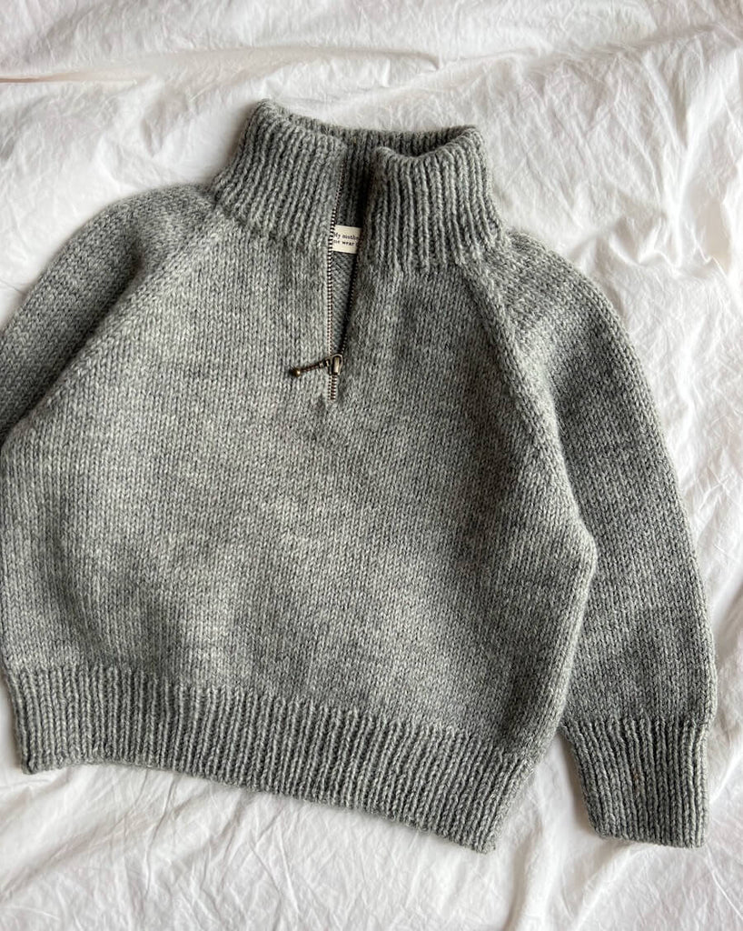 Lysegrå Zipper Sweater Light - Junior på dyne
